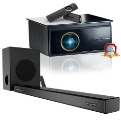 E GATE FireFlix 10X Projector Sound Bar Combo | Dual OS 4K Projector