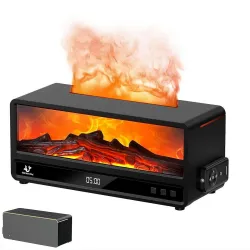 Fire Place Diffuser -7 Color Flame Fireplace Aroma Essential Oil Diffuser, 250ml Desktop Noiseless Aromatherapy Aroma Hu