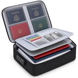 Fireproof Waterproof Document Organizer Bag with Lock & Multilayer