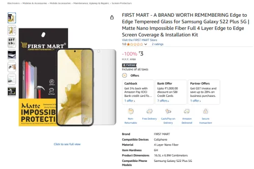 Image of FIRST MART Edge-to-Edge Matte Tempered Glass