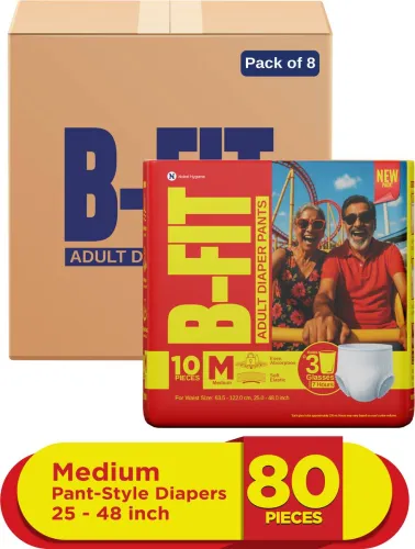 Image of B-FIT Regular Pant Style Adult Diapers - M (80 Pieces)
