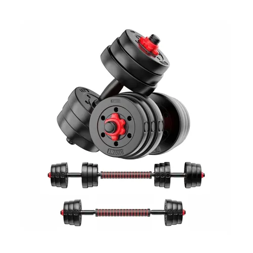 Image of FitBox Sports 3 in 1 Convertible Adjustable Dumbbells Kit With Button Shaped Plates for Home Gym 10kg (2.5kg x 4), Black