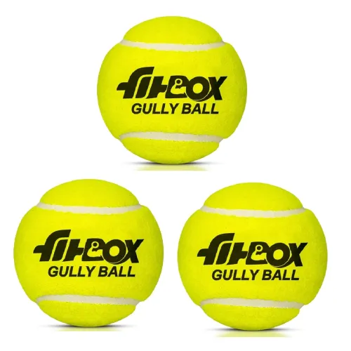 Image of FitBox Sports Blend Gully Ball (Pack of 3) Cricket Ball for Street Match Cricket Ball Tennis & Lawn Cricket, Light Green