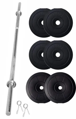 Image of FitBox Sports Home Gym - W/A Barbell Rod & Weigth Plates 20kg