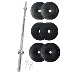 FitBox Sports 19kg Home Gym Set with Barbell Rod & Weight Plates