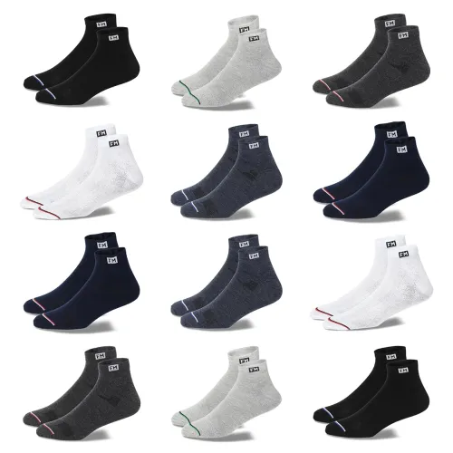 Image of Fitness Mantra® 12 Pairs Sports Ankle Cotton Socks