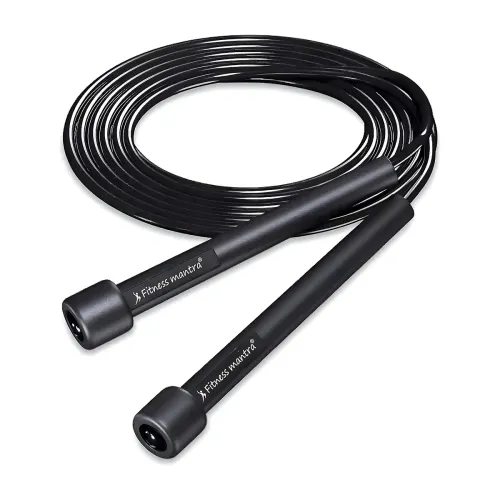 Image of Fitness Mantra® Adjustable Skipping Rope for Men & Women |Jumping Rope for Fitness |1 Piece| (Basic| Black),Polyvinyl Ch