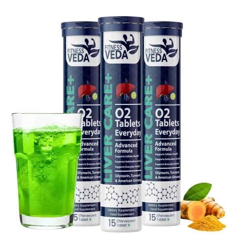 Image of Fitness Veda Liver Detox Effervescent Tablets Pack of 3 (15x3)