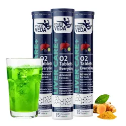 Fitness Veda Liver Detox Effervescent- Pack of 3 (15x3) | Fatty Liver Health Supplement | Milk Thistle With American Ginseng | Drop, Dissolve, Fizz & Drink | Advanced Ayurvedic Formula for L...