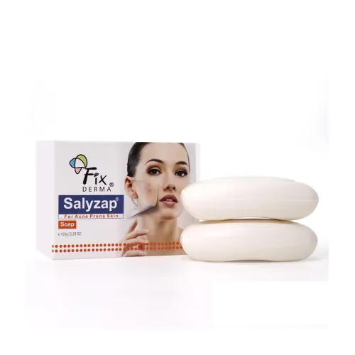 Image of Fixderma Salyzap Soap with Salicylic Acid, Tea Tree Oil & Vitamin E for Acne-Prone & Oily Skin | Soap for Treating Acne 