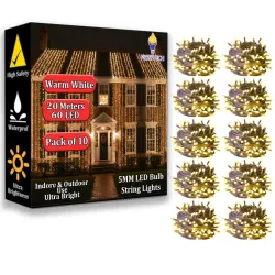 fizzytech 20 Meter 60 LEDs 5MM Decorative String Light (Pack Of 10)
