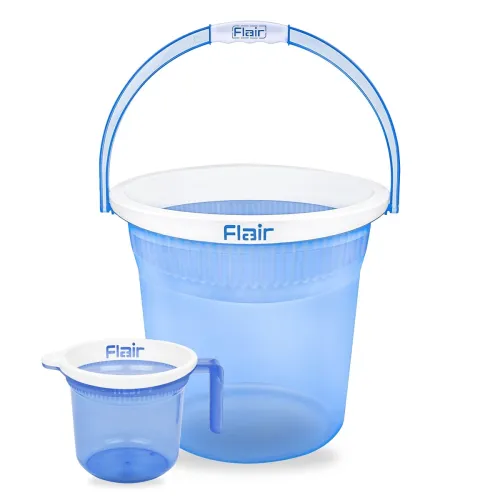 Image of FLAIR Estella Crystal Bathroom Essentials Set | 24L Plastic Bucket with 1.5L Mug