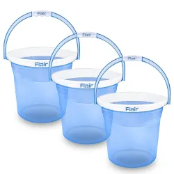 FLAIR Estella Crystal 14 LTR T.Blue Set of 3 I Plastic Bathroom Bucket | Strong and Durable Water Storage Bucket | Sturdy and Easy Grip Handle | Ideal for Bathing and Everyday Use