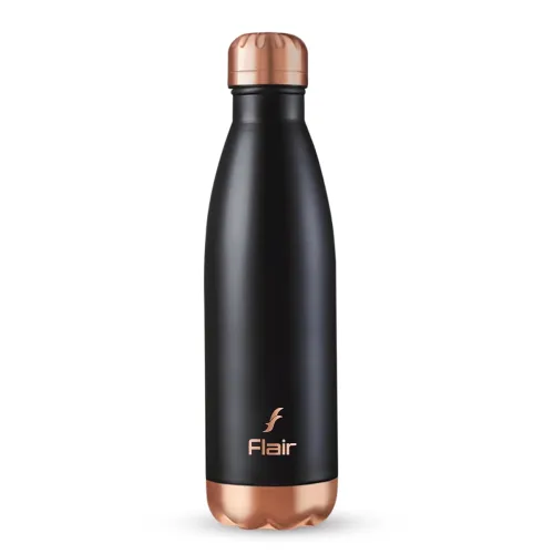 Image of Flair Spark Vacuum Insulated Steel Bottle Black Color - (500 ML, Black), 24 Hours Hot and Cold, Aqua Water Bottle, Therm