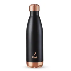 Flair Spark Vacuum Insulated Steel Bottle Black Color - (500 ML, Black), 24 Hours Hot and Cold, Aqua Water Bottle, Therm