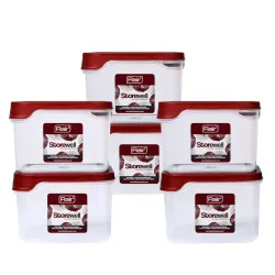 FLAIR Storewell Square Plastic Food Storage Container Set, Airtight Kitchen Containers for Rice, Atta & Grains, BPA-Free