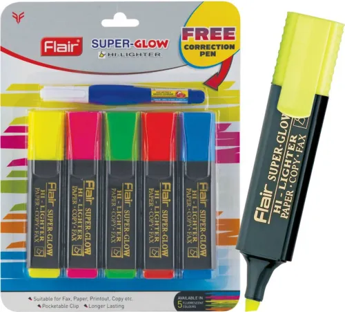 Image of Flair Super Glow Highlighter Pen Set – 6 Colors