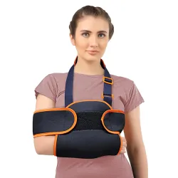 Flamingo Universal Shoulder Immobilizer With Shoulder Support & Arm Sling | Comfortable and Secure Shoulder Brace for Men & Women | Black | Large |