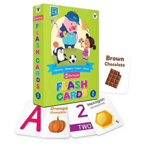 Image of Flash Cards for Kids 2+ Years | 64 Non-Tearable Flash Cards | Alphabet, Numbers (1-20 in Words), Shapes and Colours | Ed