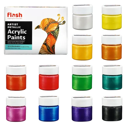 Image of Flash Metallic Acrylic Paint Set 12 Colors