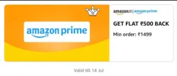 Flat ₹500 CashBack On ₹1499 Amazon Prime Coupon