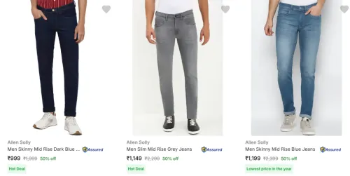 Image of Flat 50% Discount on Allen Solly Men's Jeans