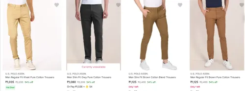 Image of Flat 54% Discount on U. S. Polo Assn Men's Trousers