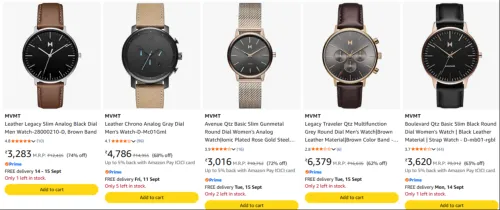 Image of flat 60% off on MVMT analog watch