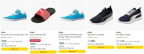 Image of Flat 60% off on puma men's footwear