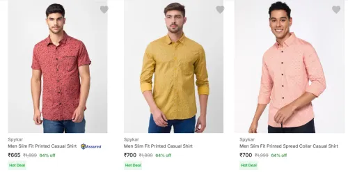 Image of Flat 64% Discount on Spykar Men's Shirts