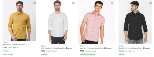 Image of Flat 64% Discount on Spykar Men's Shirts 