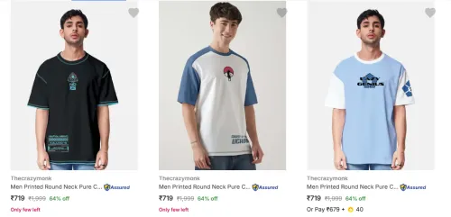 Image of Flat 64% Discount on Thecrazymonk Men's T-Shirts
