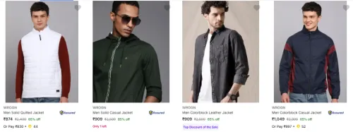 Image of Flat 65% Discount on Wrogn Men's Jackets