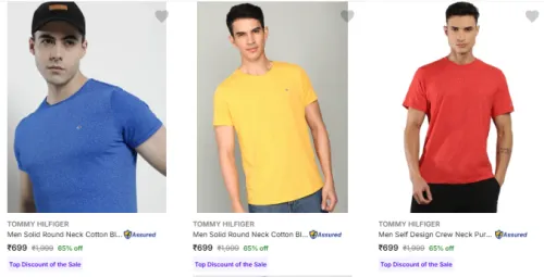 Image of Flat 65% Discount on TOMMY HILFIGER Men's T Shirts