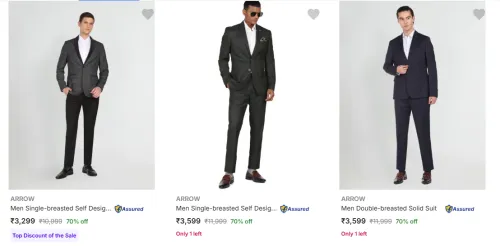 Image of Flat 70% Discount on Arrow Men's Readymade Suits