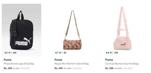 Image of Flat 70% Discount on Puma Handbags