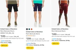 Flat 70% Discount on United Colors of Benetton Mens Shorts