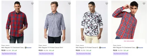 Image of Flat 70% Discount on Pepe Jeans Casual Shirts