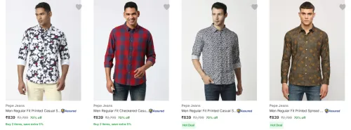 Image of Flat 70% Discount on Pepe Jeans Men's Shirts