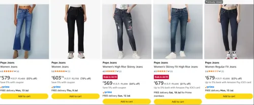 Image of Flat 70% off on pepe jeans starts @ ₹579