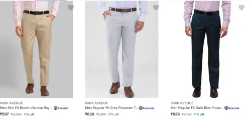 Image of Flat 71% Discount on Park Avenue Mens Trouser