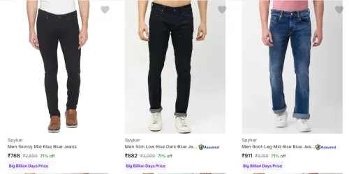 Image of Flat 71% Discount on Spykar Men's Jeans