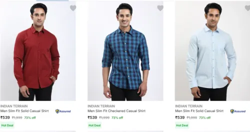 Image of Flat 73% Discount Indian Terrain Casual Shirts 