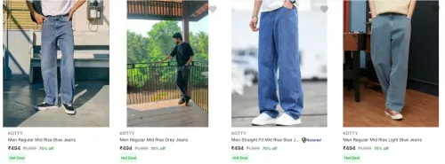 Image of Flat 75% Discount on KOTTY Men's Jeans