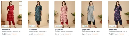 Image of Flat 76% Off Popmantra Women's Kurta Set 