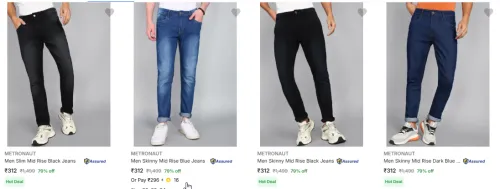 Image of Flat 79% off on Metronaut Men's Jeans