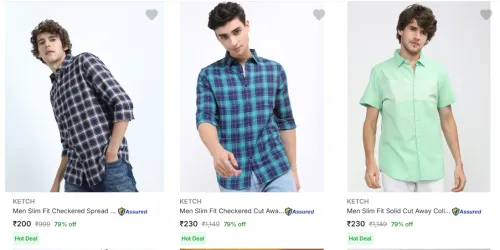 Image of Flat 79% Discount on Ketch Men's Shirts