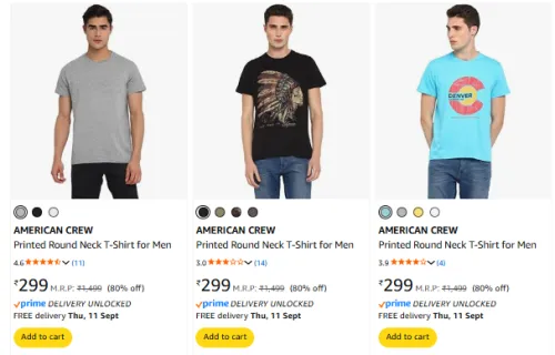 Image of Flat 80% Discount on AMERICAN CREW Men T-shirt 