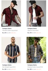 Flat 80% Discount on Campus Sutra Mens Casual Shirts