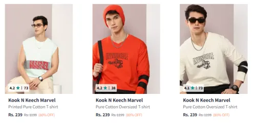Image of Flat 80% Discount on Kook N Keech Marvel Men's T-Shirts